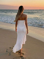 Vestido Saída de Praia Longo Bandeau em Crochê Vazado - La Lecce