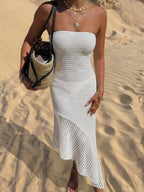 Vestido Saída de Praia Longo Bandeau em Crochê Vazado - La Lecce