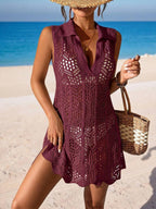 Vestido de Crochê Longo com Recorte Vazado