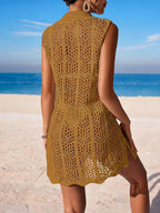 Vestido de Crochê Longo com Recorte Vazado