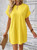 Vestido Curto Camiseta com Bolsos e Manga Morcego - La Lecce