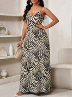 Vestido Maxi de Alças com Estampa Geométrica e Bolsos