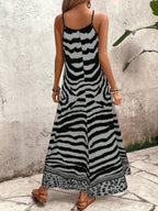 Vestido Longo Estampa de Onça com Alças Finas