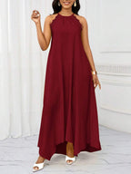 Vestido Maxi Frente Única com Laço e Bainha Assimétrica - La Lecce