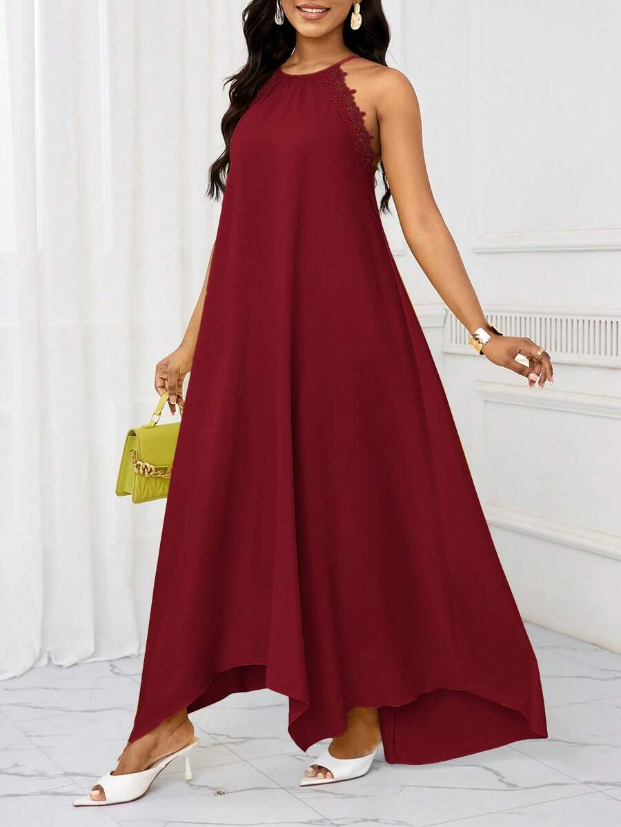Vestido Maxi Frente Única com Laço e Bainha Assimétrica - La Lecce