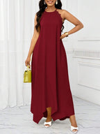 Vestido Maxi Frente Única com Laço e Bainha Assimétrica - La Lecce