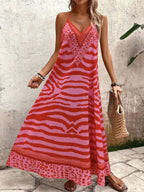 Vestido Longo Estampa de Onça com Alças Finas