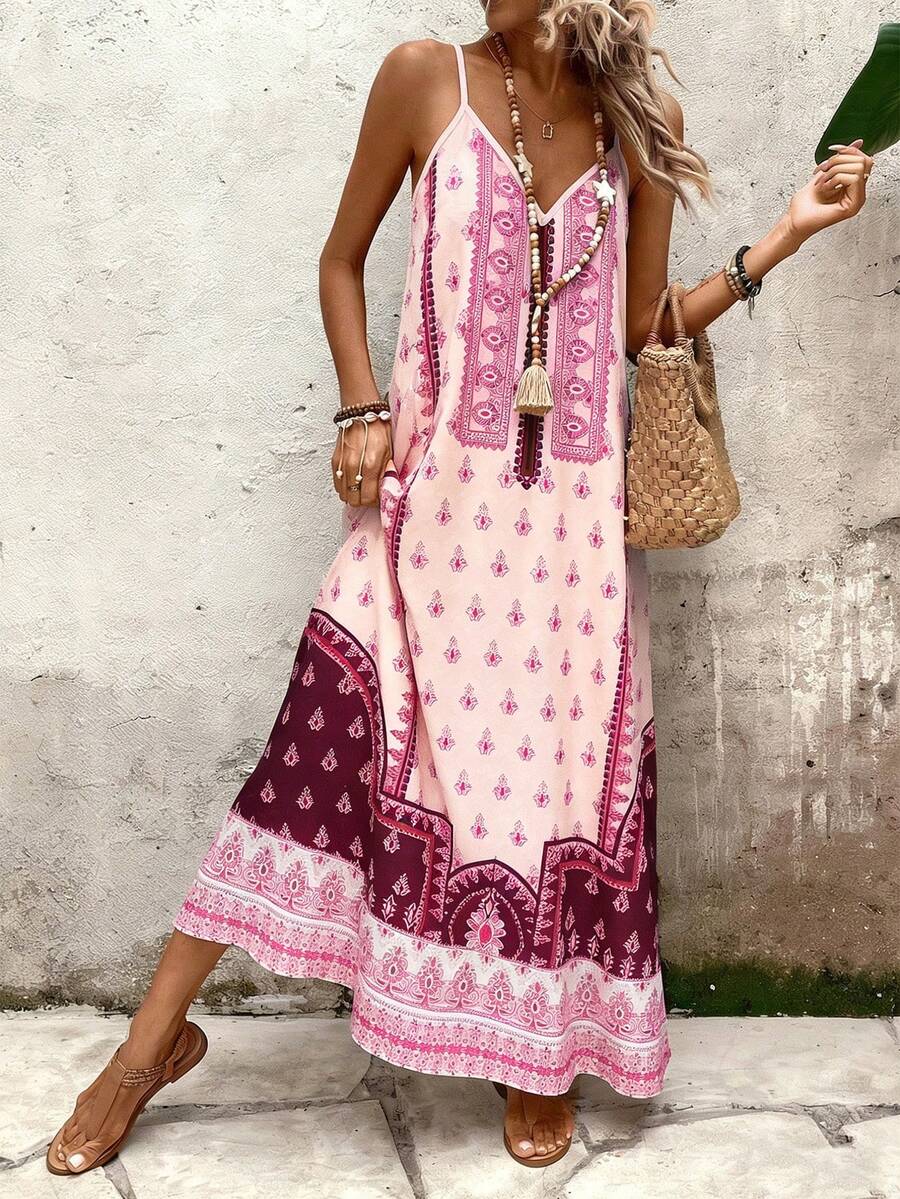 Vestido Longo Estampa de Onça com Alças Finas