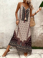 Vestido Longo Estampa de Onça com Alças Finas