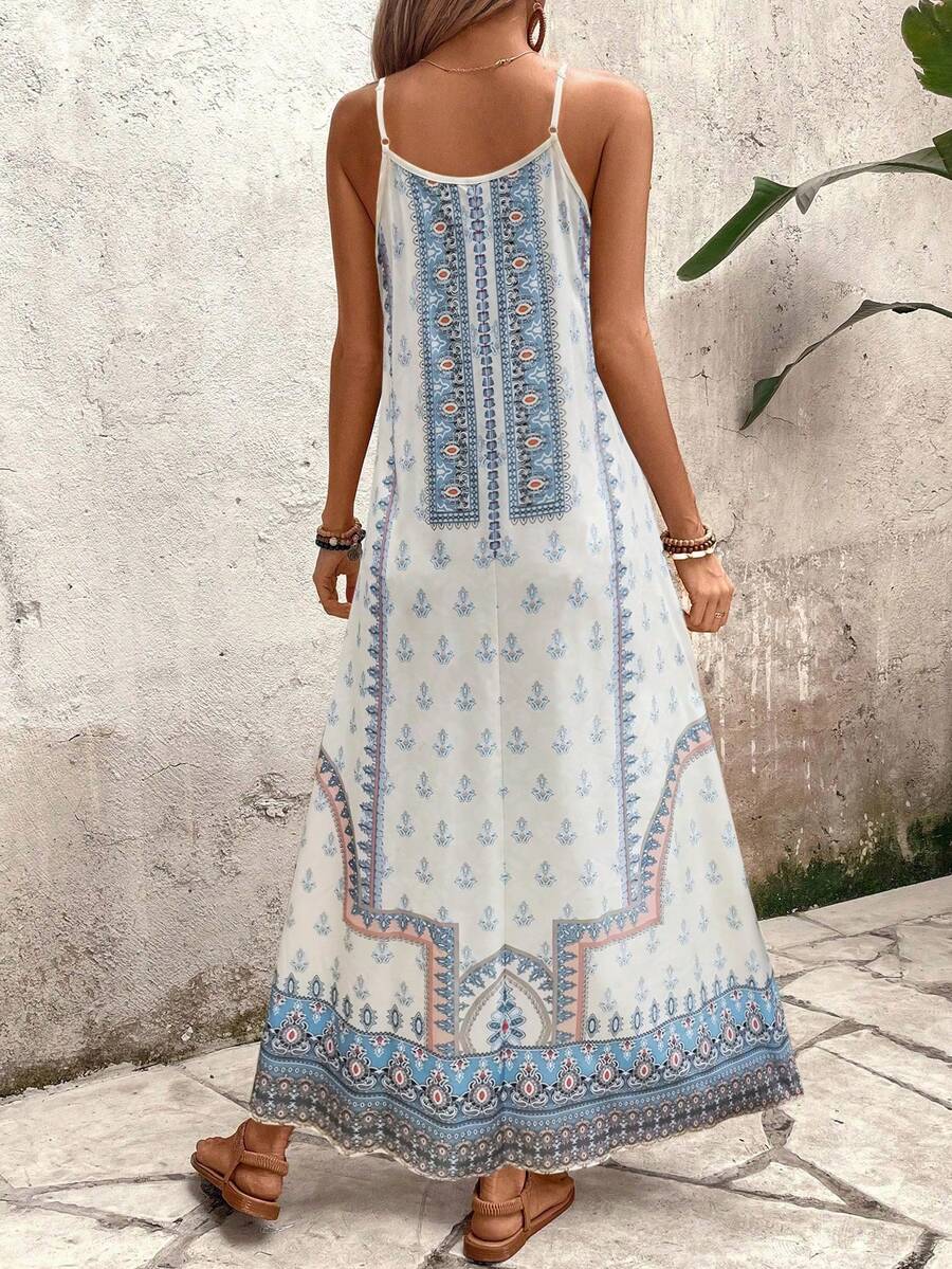 Vestido Longo Estampa de Onça com Alças Finas