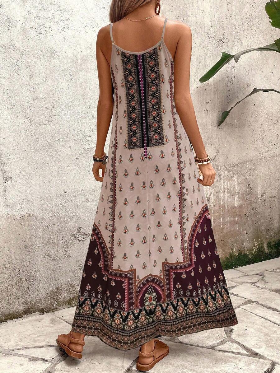 Vestido Longo Estampa de Onça com Alças Finas