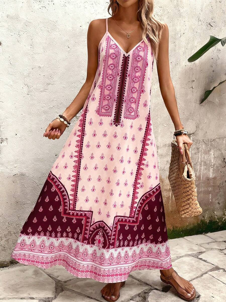 Vestido Longo Estampa de Onça com Alças Finas