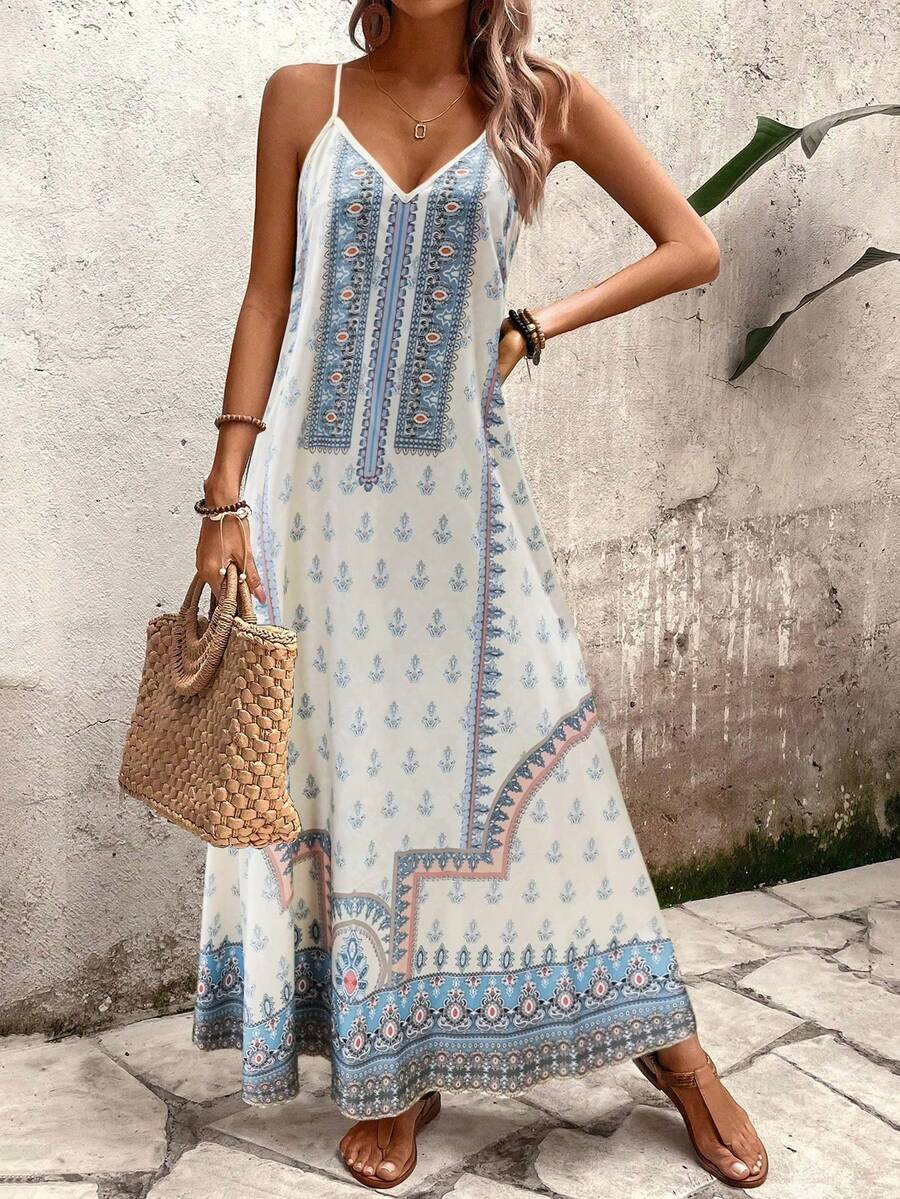 Vestido Longo Estampa de Onça com Alças Finas