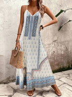 Vestido Longo Estampa de Onça com Alças Finas