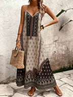 Vestido Longo Estampa de Onça com Alças Finas