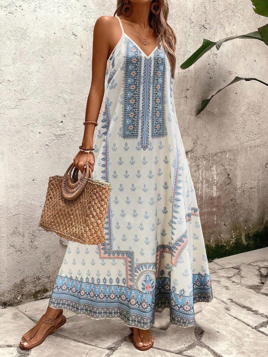 Vestido Longo Estampa de Onça com Alças Finas