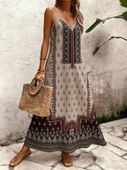 Vestido Longo Estampa de Onça com Alças Finas