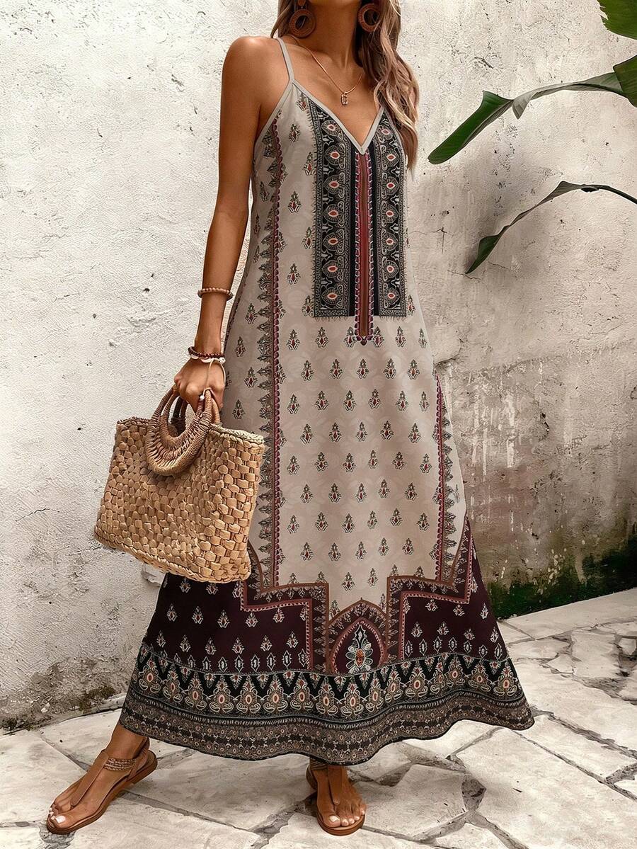 Vestido Longo Estampa de Onça com Alças Finas