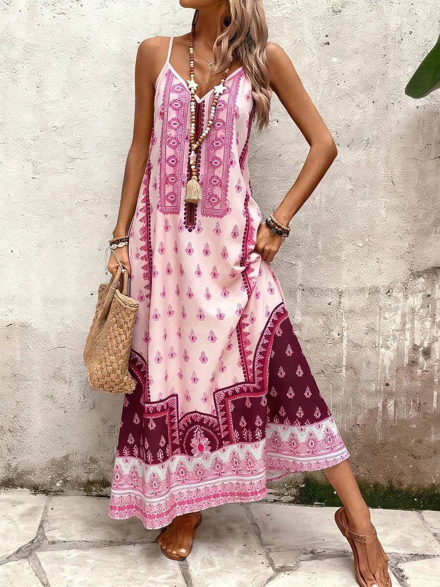 Vestido Longo Estampa de Onça com Alças Finas
