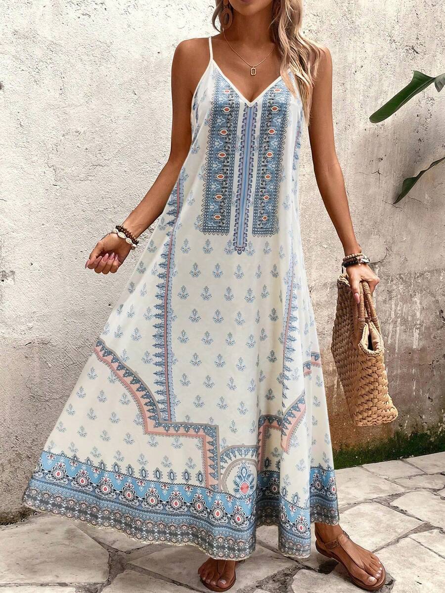 Vestido Longo Estampa de Onça com Alças Finas