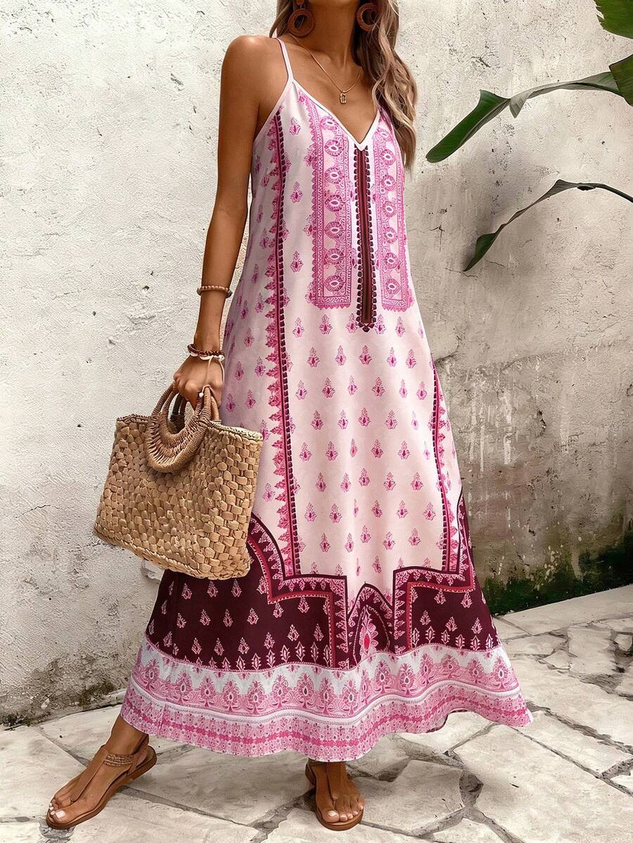 Vestido Longo Estampa de Onça com Alças Finas