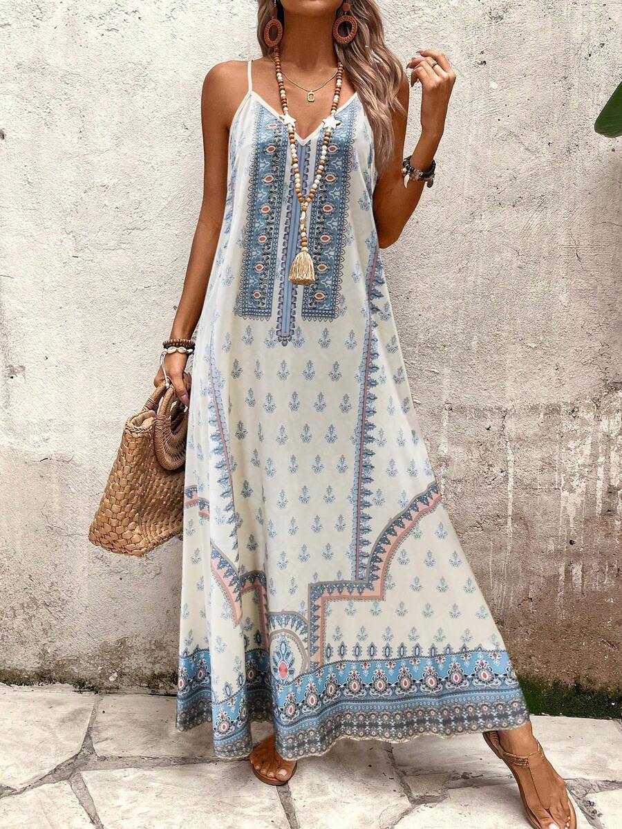 Vestido Longo Estampa de Onça com Alças Finas