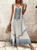Vestido Longo Estampa de Onça com Alças Finas