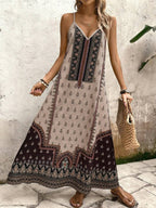 Vestido Longo Estampa de Onça com Alças Finas