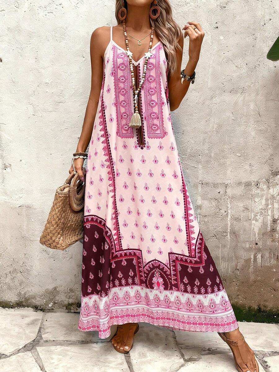 Vestido Longo Estampa de Onça com Alças Finas