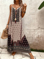 Vestido Longo Estampa de Onça com Alças Finas