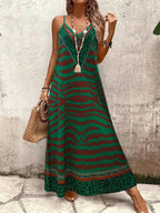 Vestido Longo Estampa de Onça com Alças Finas