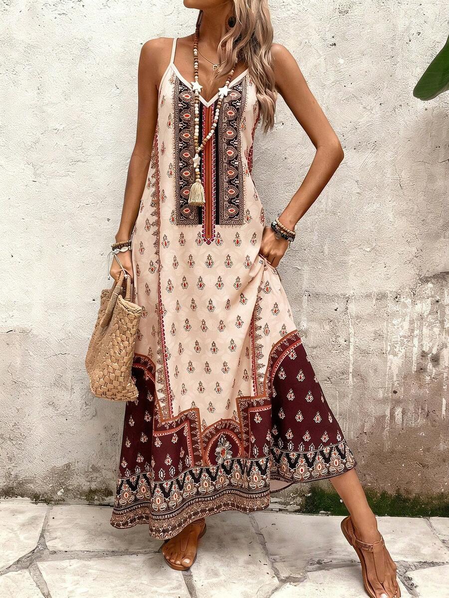 Vestido Longo Estampa de Onça com Alças Finas