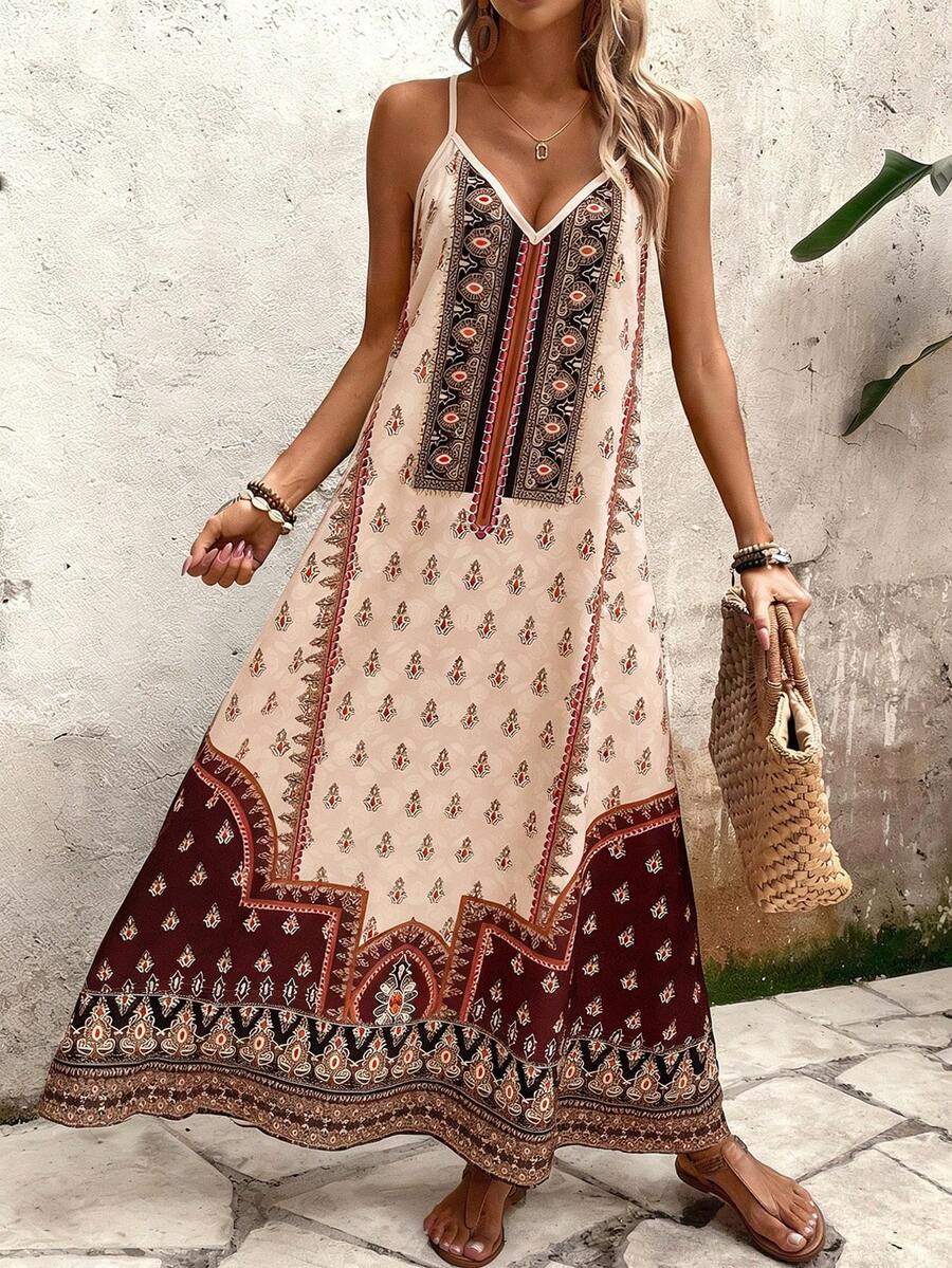 Vestido Longo Estampa de Onça com Alças Finas