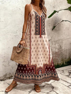 Vestido Longo Estampa de Onça com Alças Finas