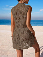 Vestido de Crochê Longo com Recorte Vazado