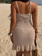 Vestido Saída de Praia Mini com Alças Finas e Babado - La Lecce