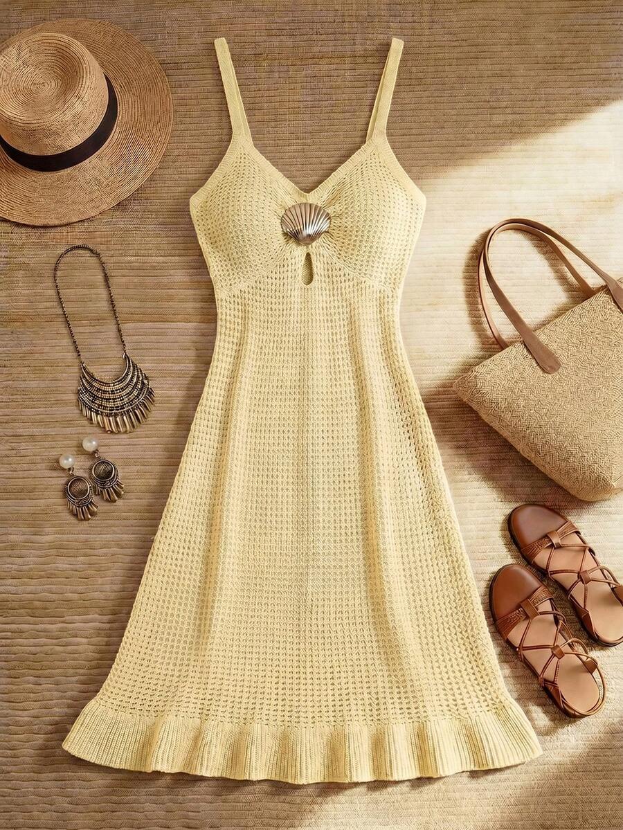 Vestido Saída de Praia Mini com Alças Finas e Babado - La Lecce
