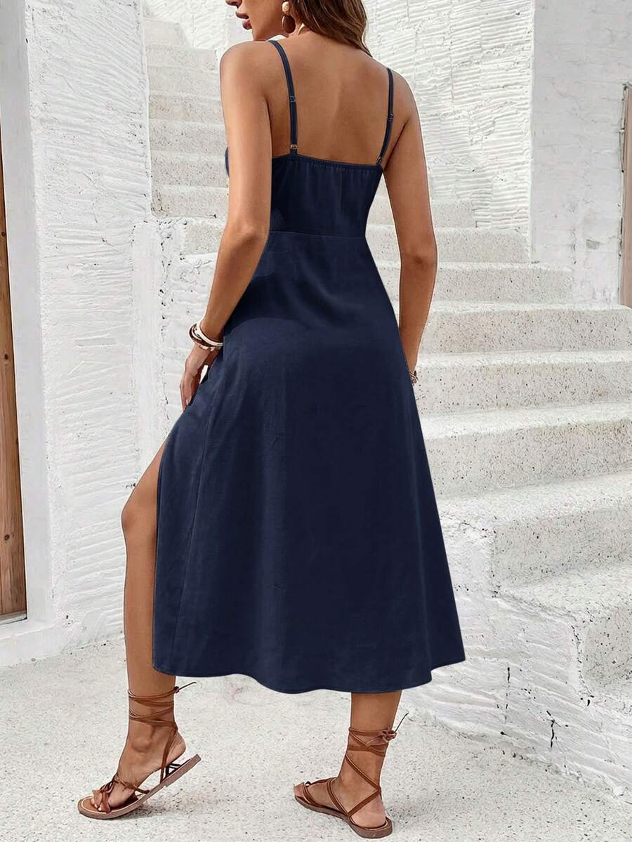 Vestido Camiseta com Amarração e Fenda - La Lecce