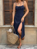 Vestido Camiseta com Amarração e Fenda - La Lecce