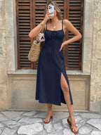Vestido Camiseta com Amarração e Fenda - La Lecce