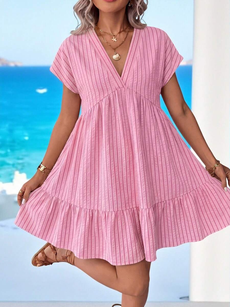 Vestido Curto Boho com Babado e Detalhe em Pompom - La Lecce