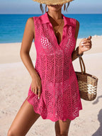 Vestido de Crochê Longo com Recorte Vazado