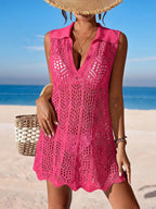 Vestido de Crochê Longo com Recorte Vazado