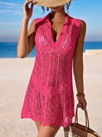 Vestido de Crochê Longo com Recorte Vazado