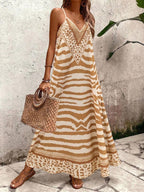 Vestido Longo Estampa de Onça com Alças Finas