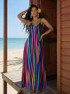 Vestido Maxi Boho de Alças com Costas Abertas e Bolsos