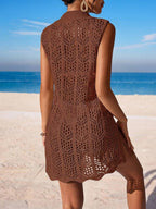 Vestido de Crochê Longo com Recorte Vazado