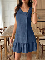 Vestido Midi Bata com Gola Assimétrica e Botões - La Lecce