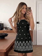 Vestido Mini de Alças com Estampa de Coqueiro e Costas Abertas - La Lecce