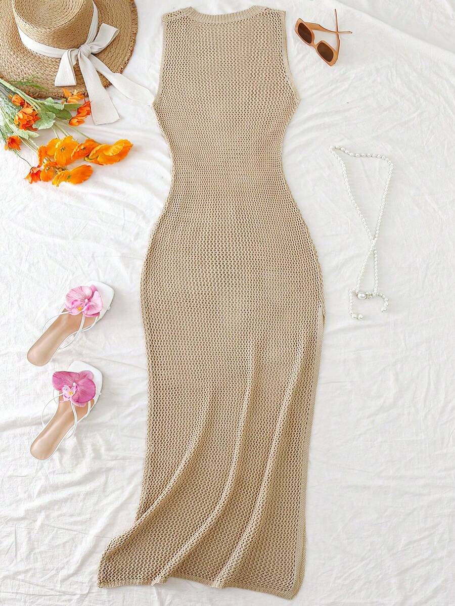 Vestido Saída de Praia em Tricô Sem Mangas